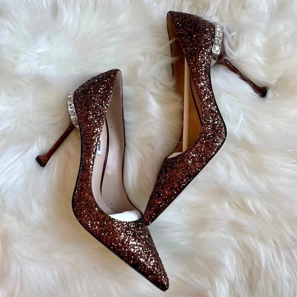 Miu Miu Glitter Pumps Champagne 38.5